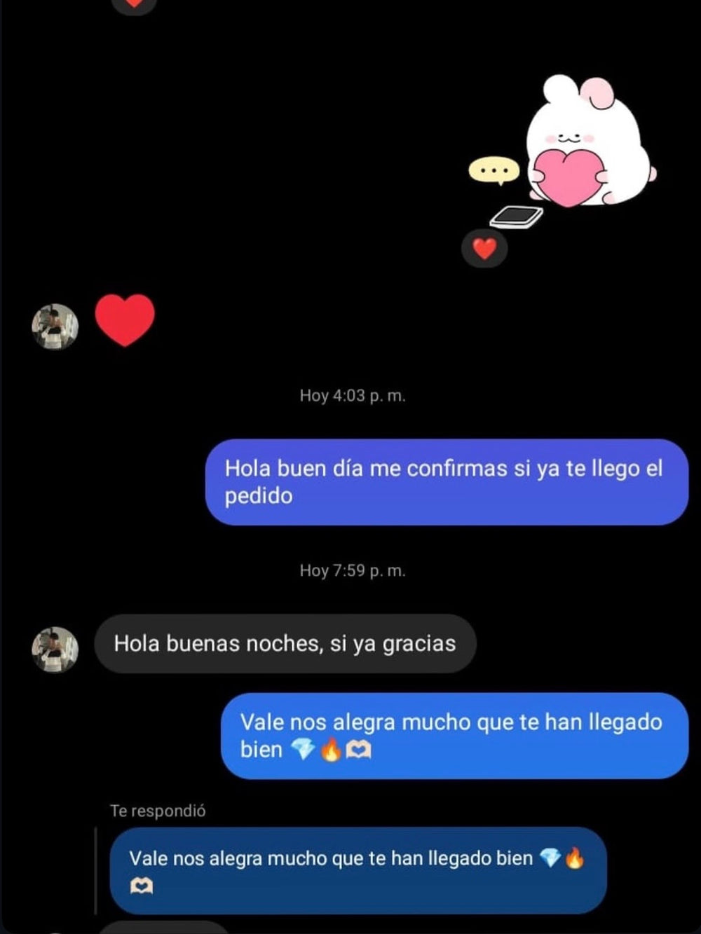 Mensaje de un cliente