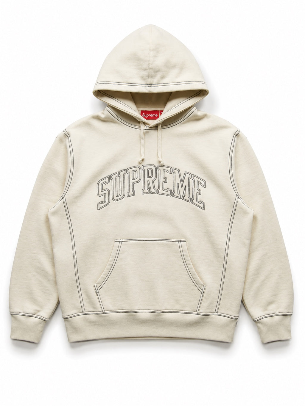 Buzo Hoodie Supreme Contrast Stitch - Crema