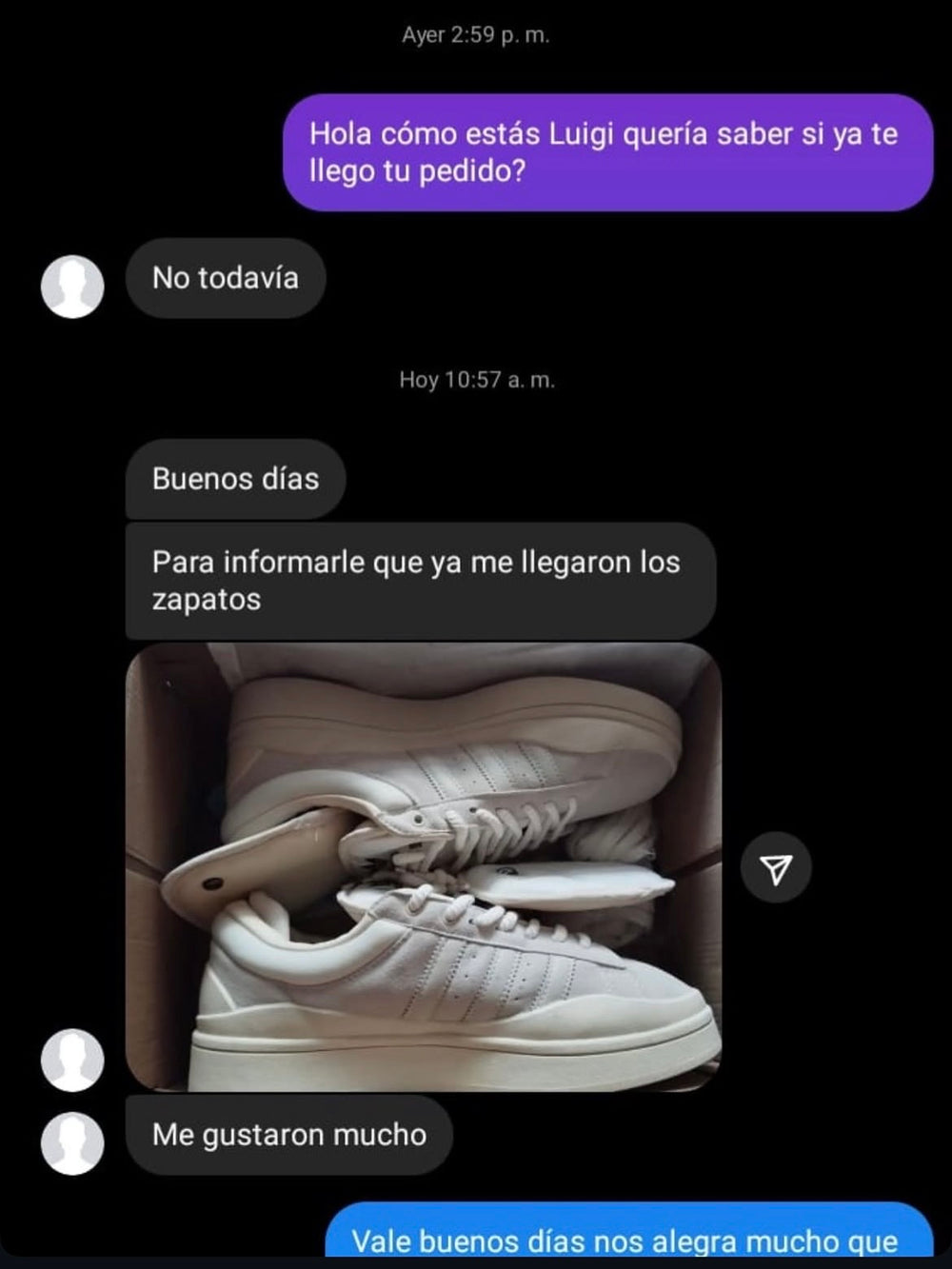Mensaje de un cliente