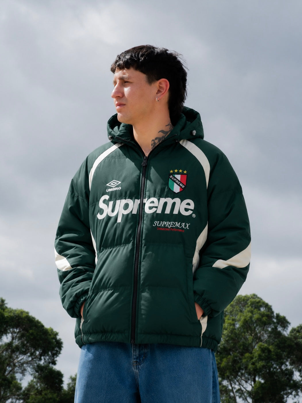 Chaqueta Puffer Umbro x Supreme Verde
