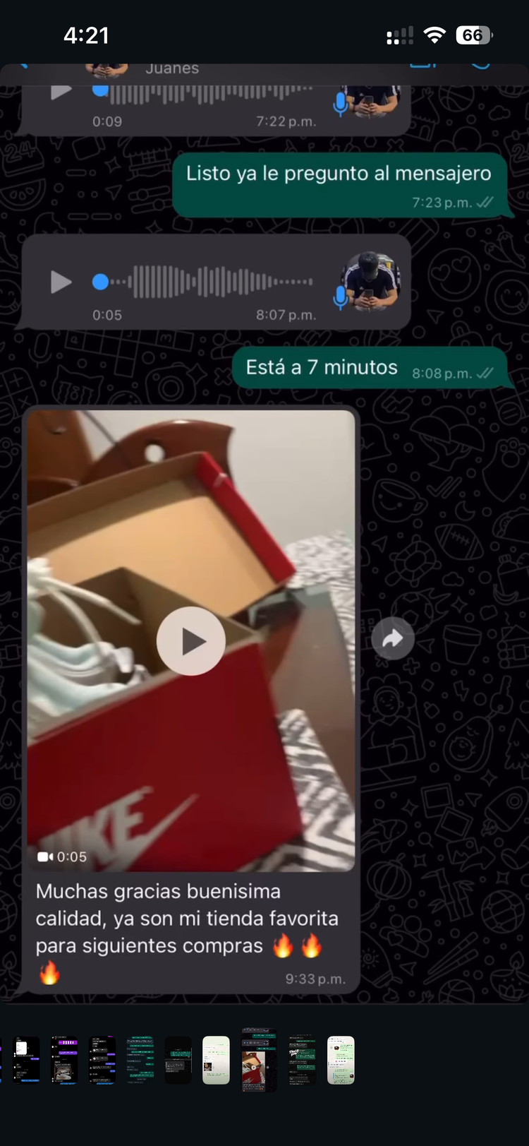 Pantallazo de un cliente de Street SMG: Buenísima calidad, ya son mi tienda favorita